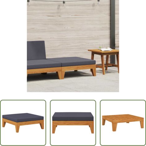 vidaXL Cojín de asiento -  Reposapiés modular y cojín gris ocuro madera maciza de acacia
