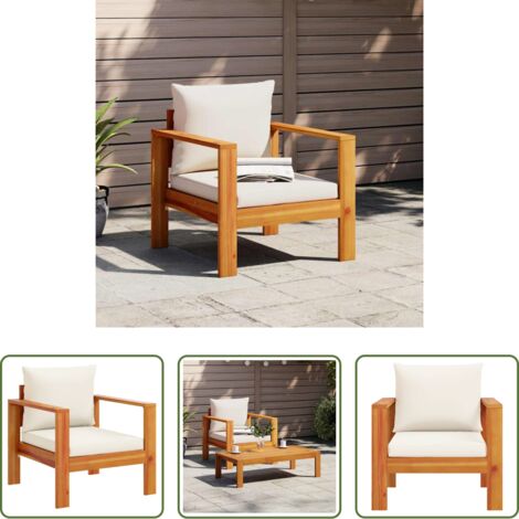 vidaXL Cojín de asiento -  Sillón de jardín con cojines madera maciza de acacia