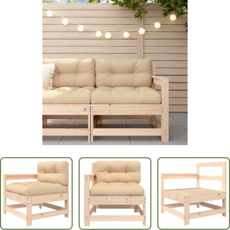 vidaXL Cojín de asiento -  Sillón de jardín con cojines madera maciza de pino