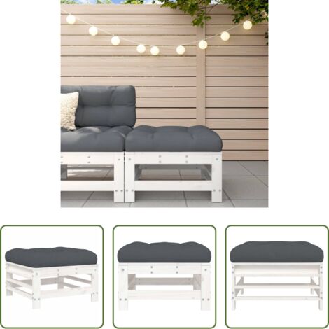 vidaXL Cojín de asiento -  Taburete de jardín con cojín madera maciza de pino blanco
