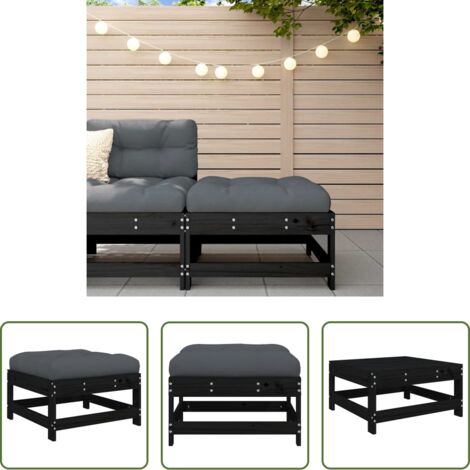 vidaXL Cojín de asiento -  Taburete de jardín con cojín madera maciza de pino negro
