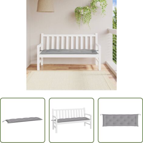 vidaXL Cojín de banco -  Cojín de banco de jardín tela Oxford gris 150x50x7 cm