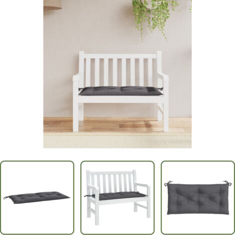 vidaXL Cojín de banco -  Cojín de banco de jardín tela Oxford gris antracita 110x50x7 cm