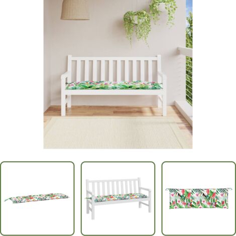 vidaXL Cojín de banco -  Cojín de banco de jardín tela Oxford multicolor 150x50x7 cm