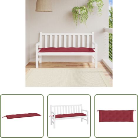 vidaXL Cojín de banco -  Cojín de banco de jardín tela Oxford rojo tinto 150x50x7 cm