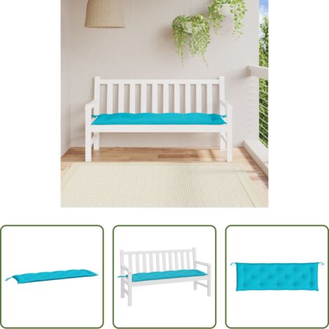 vidaXL Cojín de banco -  Cojín de banco de jardín tela Oxford turquesa 150x50x7 cm