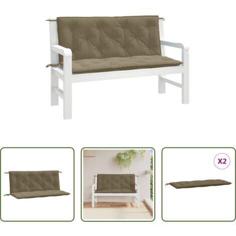 vidaXL Cojín de banco -  Cojines banco jardín 2 uds tela gris taupe melange 120x50x7 cm