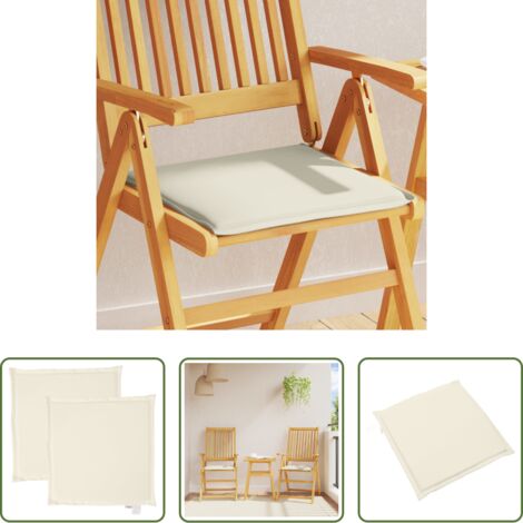 vidaXL Cojín de exterior - Cojines de asiento de jardín cuadrados 2 uds crema 45x45x2 cm