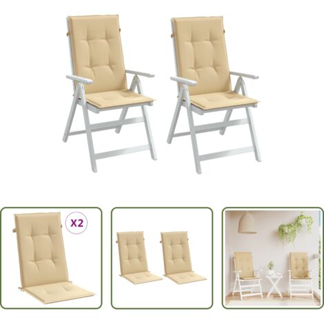 vidaXL Cojín de exterior -  Cojines silla respaldo alto 2 uds tela beige melange 120x50x4cm