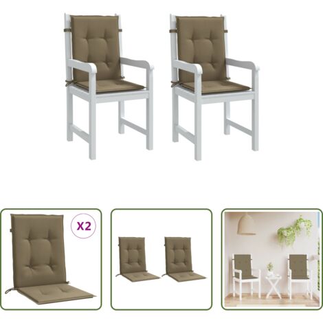 vidaXL Cojín de exterior -  Cojines silla respaldo bajo 2 ud tela taupe melange 100x50x4 cm