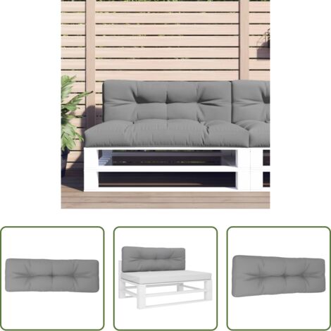 vidaXL Cojín de jardín -  Cojín para sofá de palets tela gris 120x40x12 cm