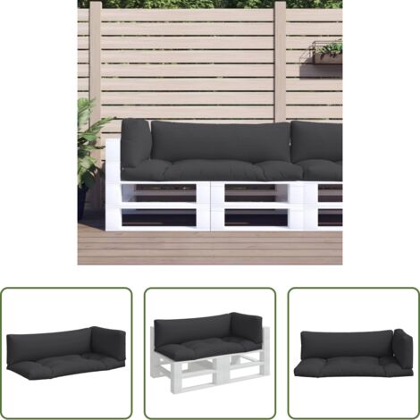 vidaXL Cojín de jardín -  Cojines para palets 3 piezas tela negro