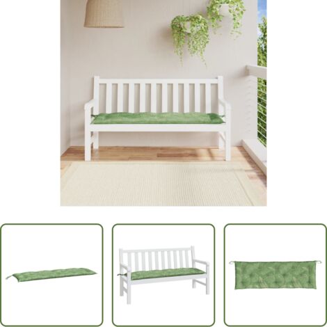 vidaXL Cojín de jardín con estampado - Cojín banco de jardín tela Oxford estampado hojas 150x50x7 cm