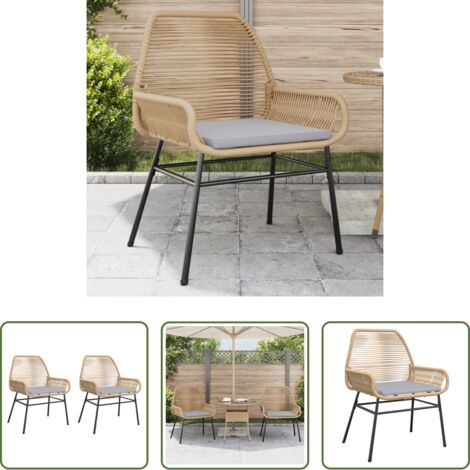 vidaXL Cojín de jardín -  Sillones de jardín con cojines 2 uds ratán sintético marrón