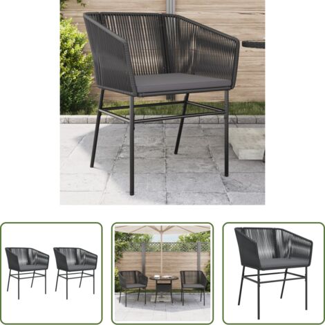 vidaXL Cojín de jardín -  Sillones de jardín con cojines 2 uds ratán sintético negro