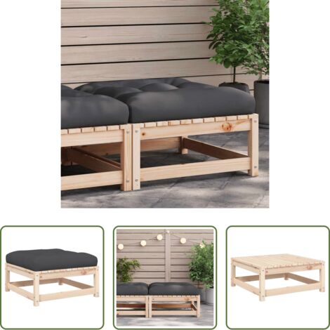 vidaXL Cojín de madera -  Taburete de jardín con cojín madera maciza de pino
