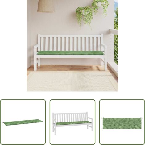 vidaXL Cojín de sala -  Cojín de Banco Hoja Diseño de Hojas 150 x 50 x 3 cm Tela Oxford