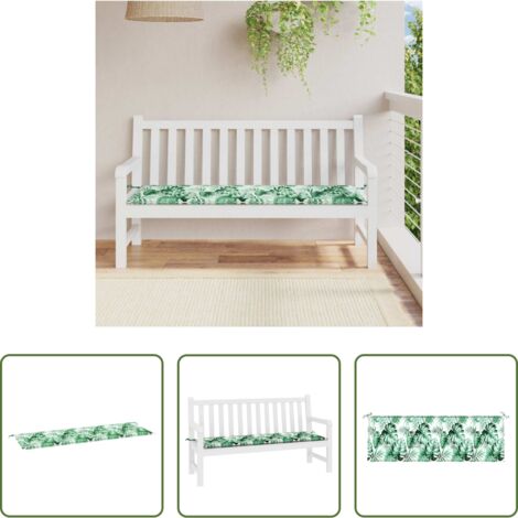 vidaXL Cojín de silla -  Cojín de Banco Estampado de hojas 150 x 50 x 3 cm Tela Oxford