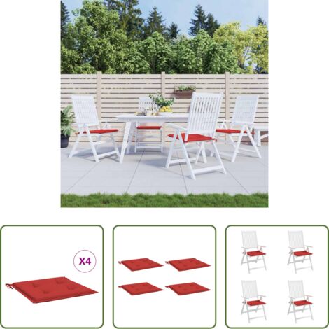 vidaXL Cojín de silla -  Cojines de silla de jardín 4 uds tela Oxford rojo 50x50x4 cm