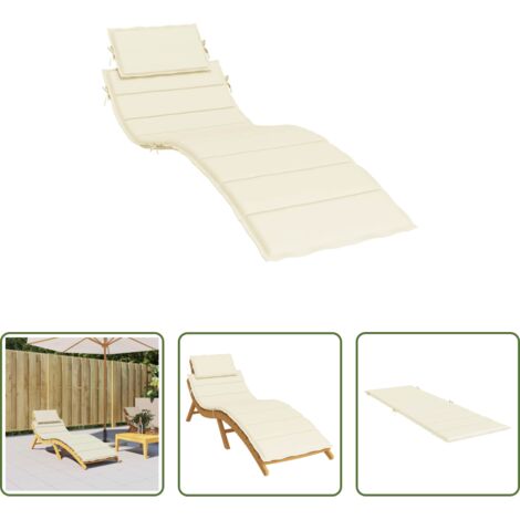 vidaXL Cojín de tela oxford -  Cojín de tumbona de tela Oxford crema 186x58x4 cm