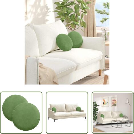 vidaXL Cojín de terciopelo -  Cojines para asiento 2 pcs Verde claro Ø 40 x 13 cm Terciopelo