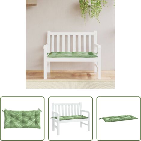 vidaXL Cojín exterior -  Cojín para banco de jardín tela estampado de hojas 110x50x7 cm