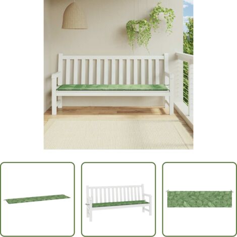 vidaXL Cojín exterior -  Cojín para banco de jardín tela estampado de hojas 200x50x4 cm