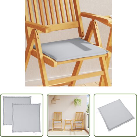 vidaXL Cojín exterior -  Cojines asiento de jardín cuadrados 2 uds gris claro 45x45x2 cm