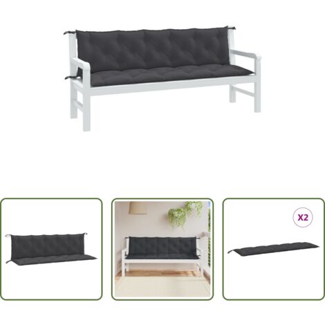 vidaXL Cojín exterior -  Cojines banco jardín 2 uds tela antracita melange 180x50x7 cm