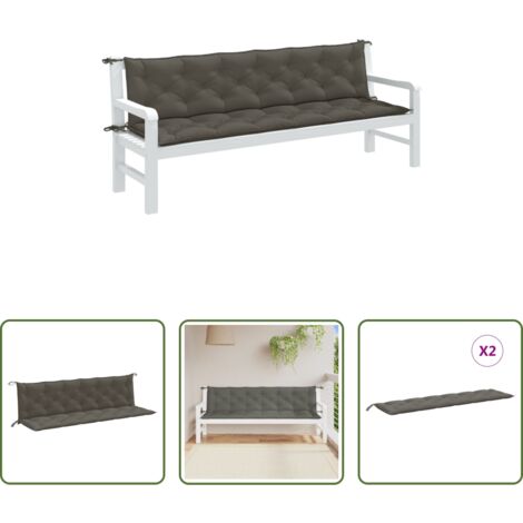 vidaXL Cojín exterior -  Cojines banco jardín 2 uds tela gris oscuro melange 200x50x7 cm