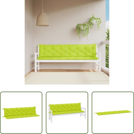 vidaXL Cojín exterior -  Cojines de banco de jardín 2 uds verde brillante 200x50x7 cm
