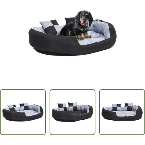 vidaXL Cojín lavable -  Cojín para perro reversible y lavable gris y negro 110x80x23 cm