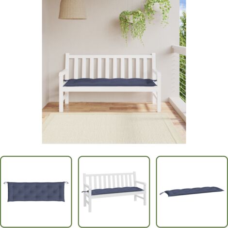 vidaXL Cojín para banco - Cojín para banco de jardín tela Oxford azul marino 150x50x7 cm