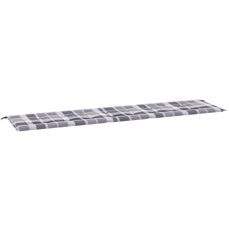 

vidaXL Cojín para banco jardín tela patrón cuadros grises 200x50x4 cm - Multicolor