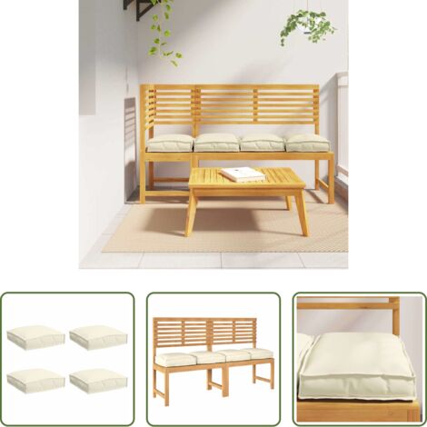 vidaXL Cojín para jardín -  Cojín 4 pcs Crema 40 x 40 x 8 cm Tela Oxford