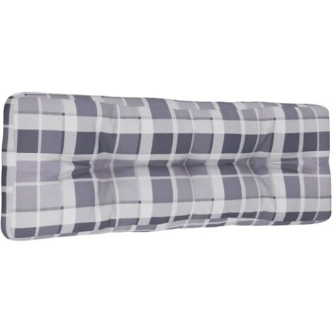 vidaXL Cojín para jardín -  Cojín para sofá de palets de tela a cuadros gris 120x40x12 cm