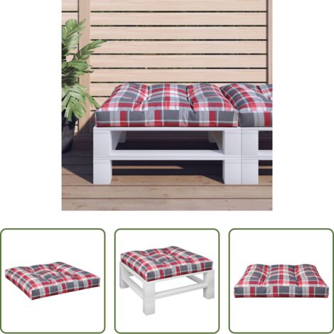 vidaXL Cojín para jardín -  Cojín para sofá de palets tela a cuadros rojo 80x80x12 cm