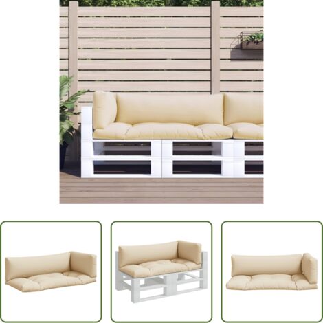 vidaXL Cojín para jardín -  Cojines para sofá de palets 3 unidades tela beige