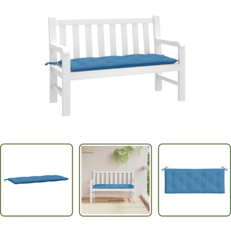 vidaXL Cojín para patio -  Cojín para banco de jardín tela azul melange 120x50x7 cm