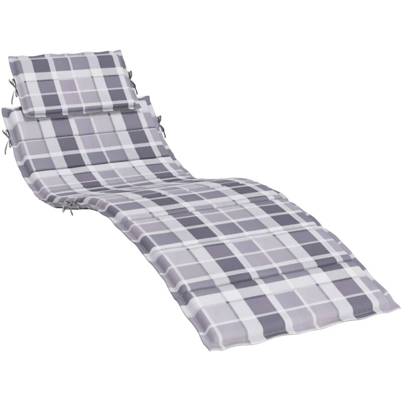 

vidaXL Cojín para tumbona de cuadros grises 186x58x4 cm - Multicolor