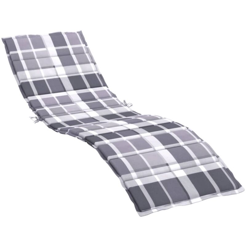 

vidaXL Cojín para tumbona tela estampado a cuadros grises 200x70x4 cm - Multicolor
