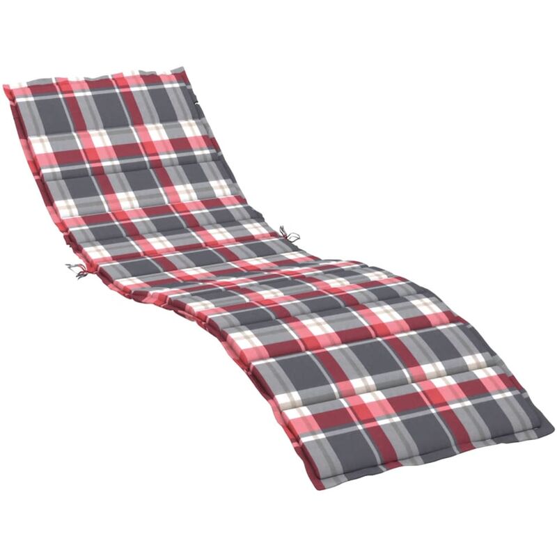 

vidaXL Cojín para tumbona tela estampado a cuadros rojos 200x60x4 cm - Multicolor