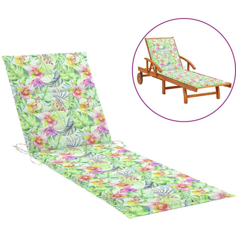 

vidaXL Cojín para tumbona tela estampado de hojas 200x60x4 cm - Multicolor
