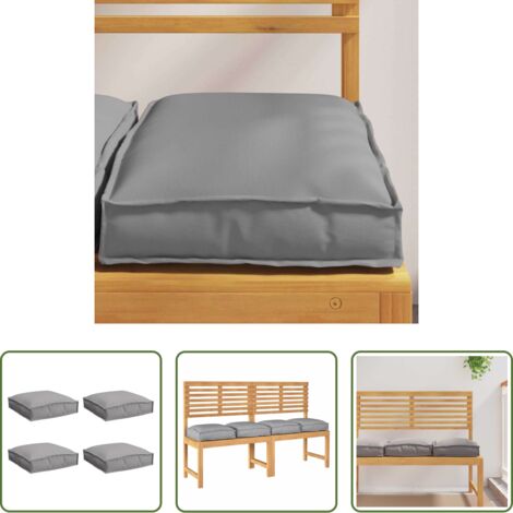 vidaXL Cojín resistente al agua -  Cojín 4 pcs Gris 40 x 40 x 8 cm Tela Oxford