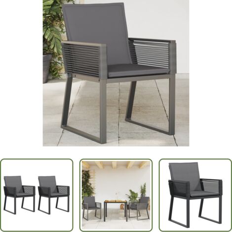 vidaXL Cojín - Sillones de jardín con cojines 2 uds ratán sintético negro