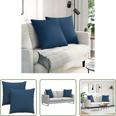 vidaXL Cojines azules -  Cojines de sofá 2 pcs Azul 60 x 60 cm tela
