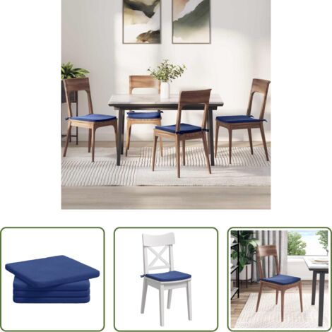 vidaXL Cojines azules -  Cojines para asiento 4 pcs Azul Policía 40 x 40 x 3 cm