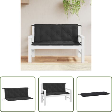 vidaXL Cojines de banco -  Cojines de banco de jardín 2 uds tela Oxford negro 120x50x7 cm