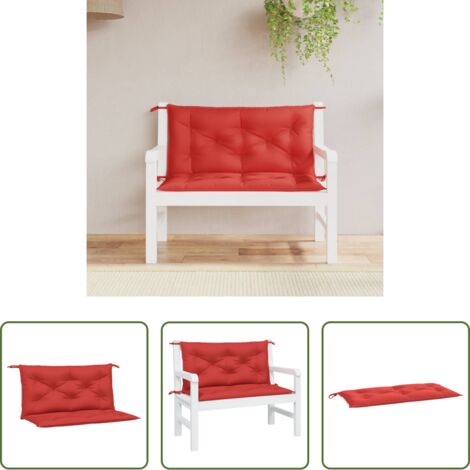 vidaXL Cojines de banco -  Cojines de banco de jardín 2 uds tela Oxford rojo 100x50x7 cm