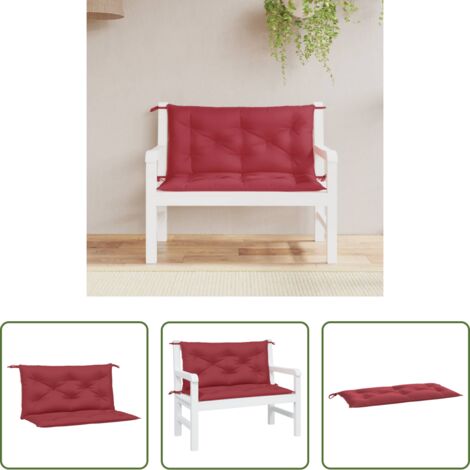 vidaXL Cojines de exterior -  Cojines de banco de jardín 2 uds rojo tinto 100x50x7 cm